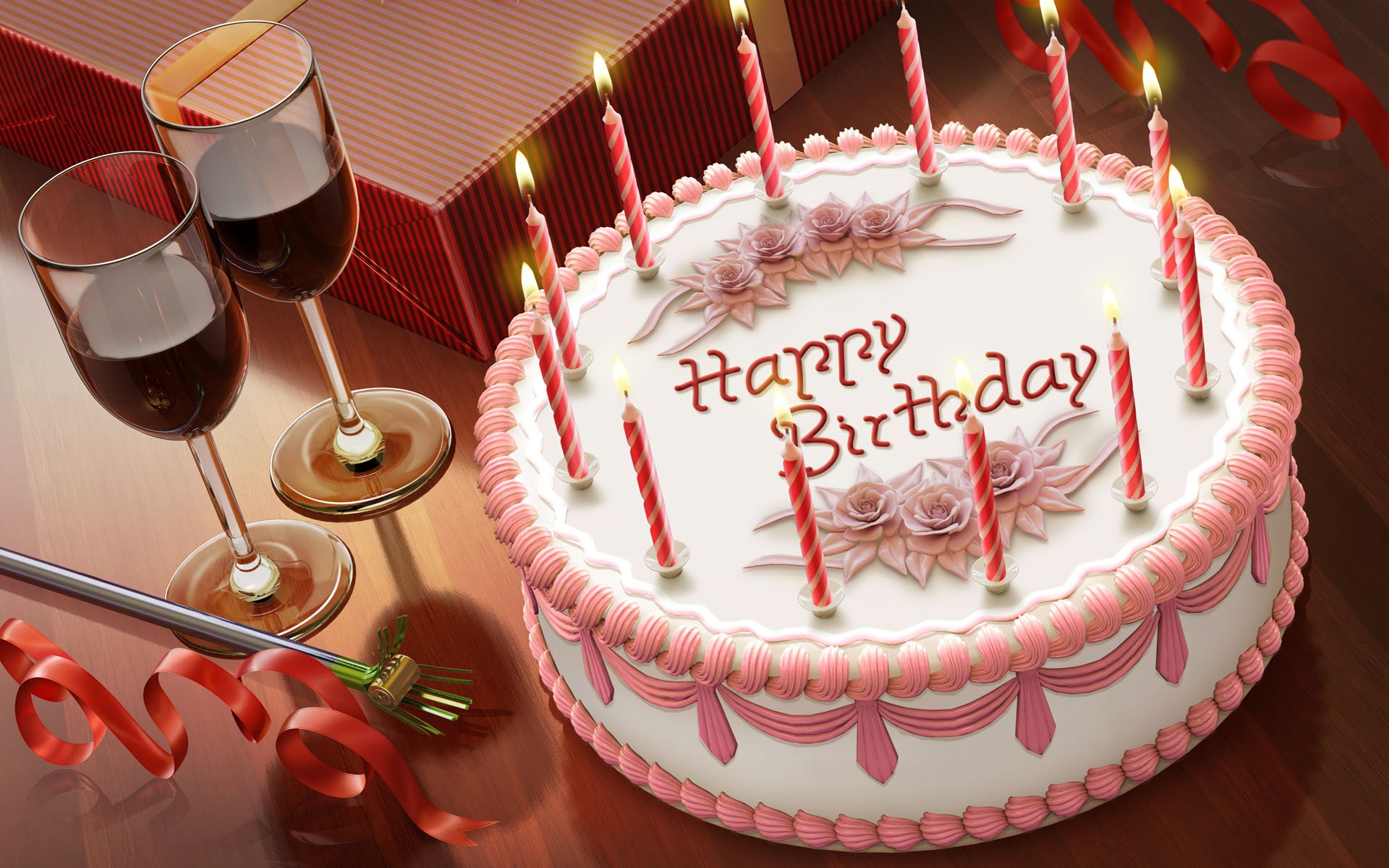 Happy Birthday! надпись на торте.